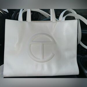 Telfar medium white shopping bag